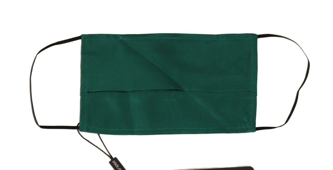 Dolce & Gabbana Green Silk Pleated Elastic Ear Strap Face Mask Dolce & Gabbana, feed-1, Green, Other - Women - Accessories at SEYMAYKA