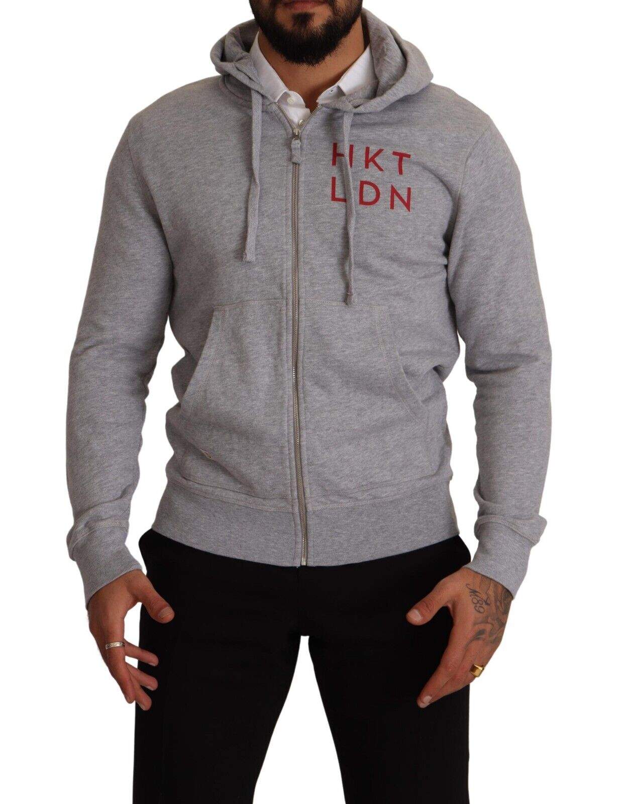 Hackett Gray Full Zip Hooded Cotton Sweatshirt Sweater #men, feed-1, Gray, Hackett, IT46 | S, Sweaters - Men - Clothing at SEYMAYKA