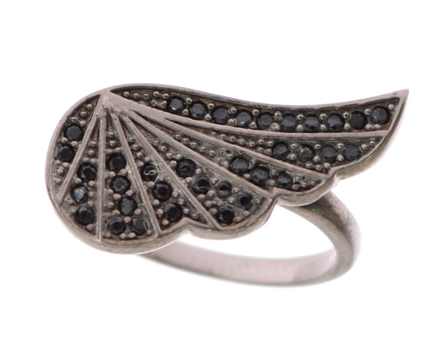 Nialaya Silver Womens Black CZ Rhodium 925 Ring 5, Black, EU55 | US7, EU58 | US9, feed-agegroup-adult, feed-color-Black, feed-gender-female, Nialaya, Rings - Women - Jewelry at SEYMAYKA