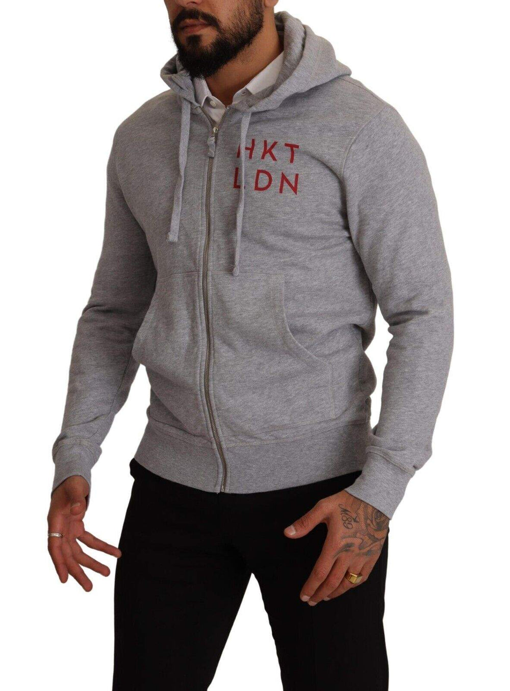 Hackett Gray Full Zip Hooded Cotton Sweatshirt Sweater #men, feed-1, Gray, Hackett, IT46 | S, Sweaters - Men - Clothing at SEYMAYKA
