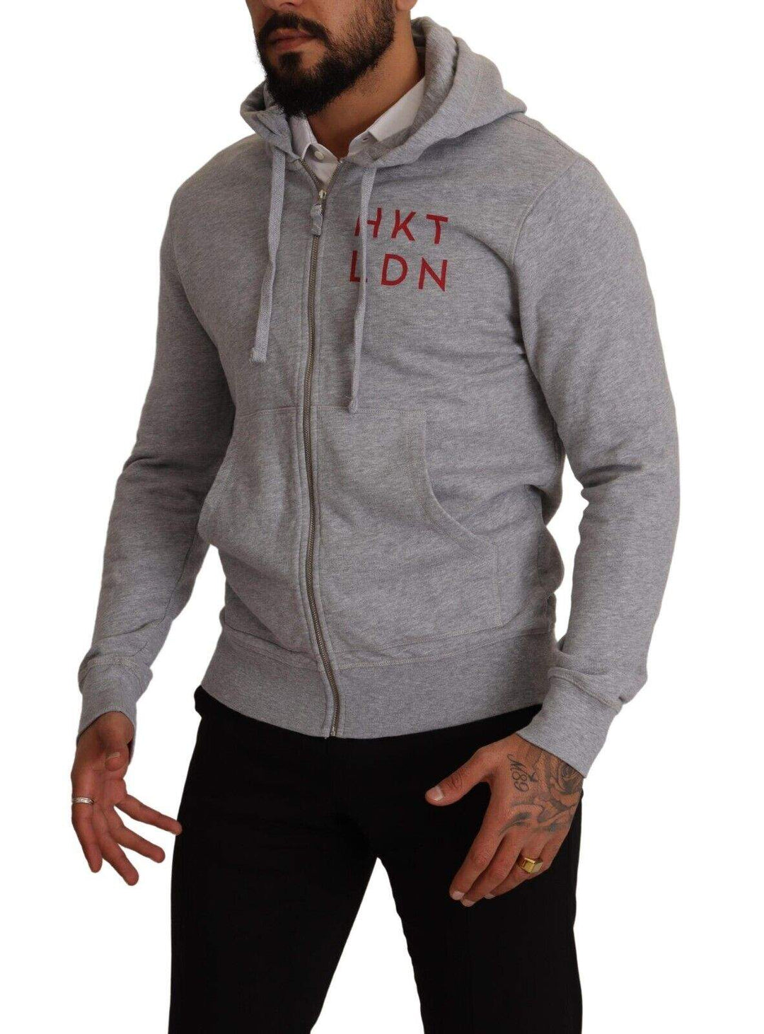 Hackett Gray Full Zip Hooded Cotton Sweatshirt Sweater #men, feed-1, Gray, Hackett, IT46 | S, Sweaters - Men - Clothing at SEYMAYKA