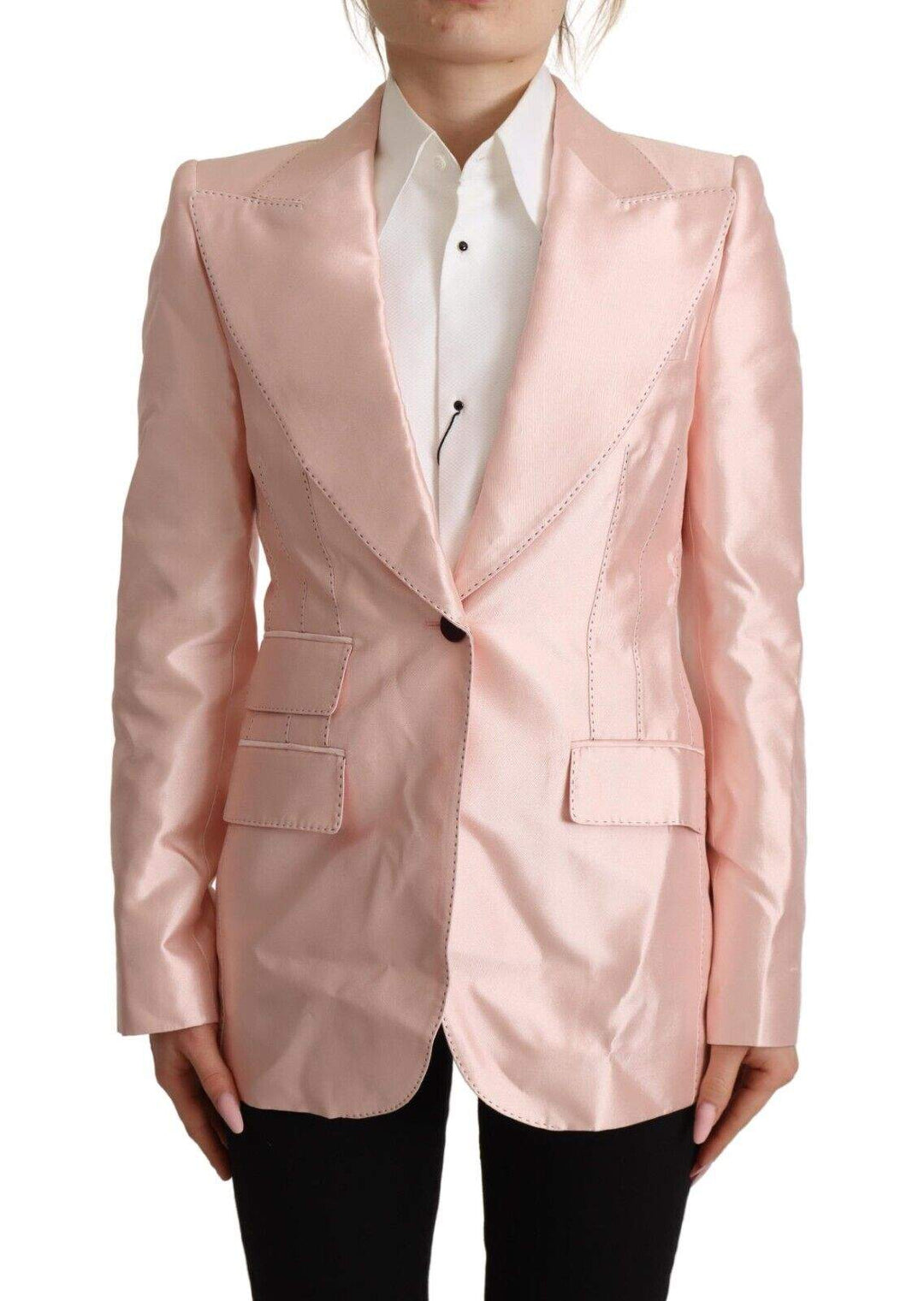 Dolce & Gabbana Pink Satin Long Sleeves Blazer Coat Jacket Dolce & Gabbana, feed-1, IT36 | XS, Jackets & Coats - Women - Clothing, Pink at SEYMAYKA
