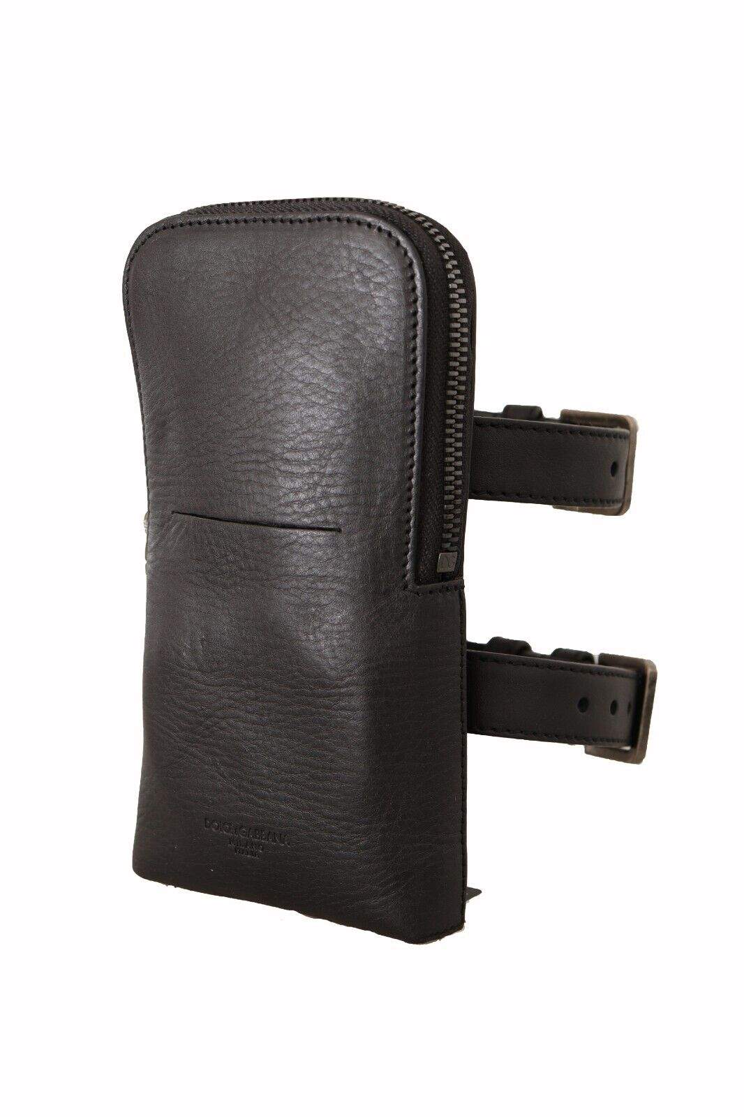 Dolce & Gabbana Black Leather Purse Double Belt Strap Multi Kit Wallet #men, Black, Dolce & Gabbana, feed-1, Wallets - Men - Bags at SEYMAYKA