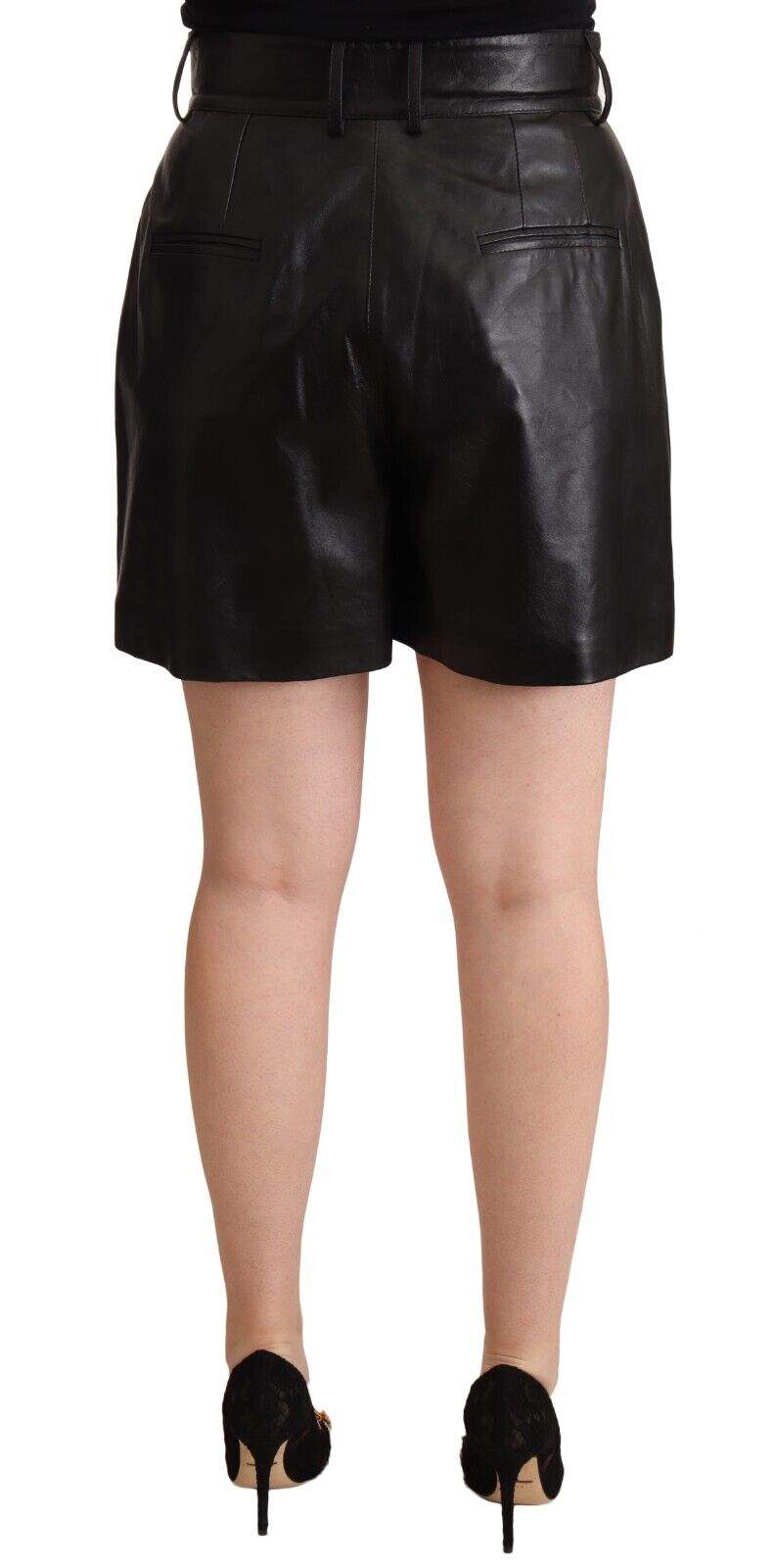 Dolce & Gabbana Black Leather High Waist Bermuda Above Knee Shorts Black, Dolce & Gabbana, feed-1, IT44|L, Shorts - Women - Clothing at SEYMAYKA