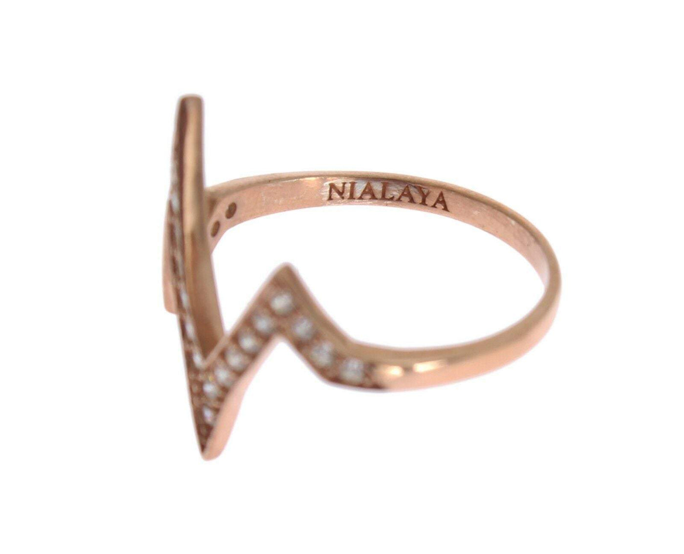 Nialaya Pink Gold 925 Silver Womens Clear Ring #women, Accessories - New Arrivals, EU44 | US3, EU47 | US4, EU52 | US6, EU54 | US7, feed-agegroup-adult, feed-color-pink, feed-gender-female, Nialaya, Pink, Rings - Women - Jewelry at SEYMAYKA