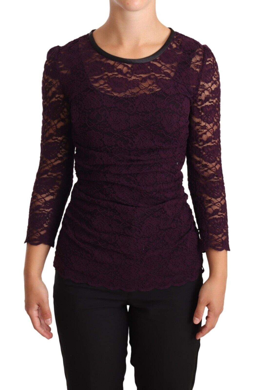 Dolce & Gabbana Purple Lace Long Sleeve Top Blouse Dolce & Gabbana, feed-1, IT38|XS, Purple, Tops & T-Shirts - Women - Clothing at SEYMAYKA