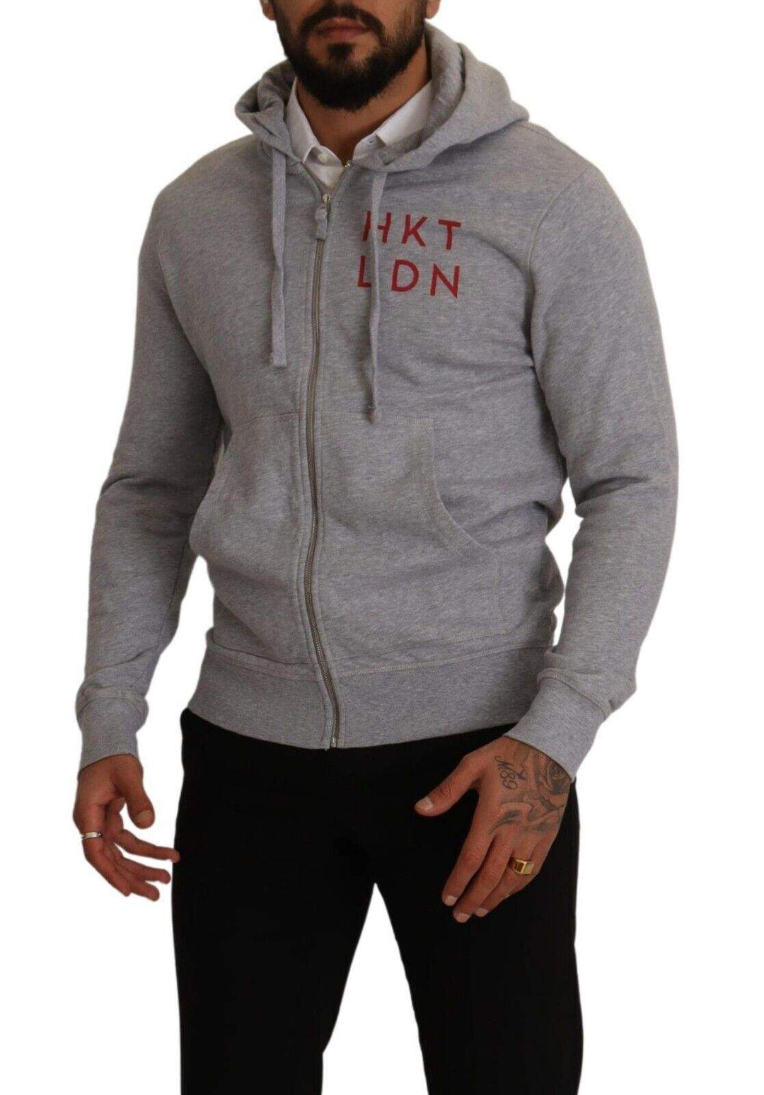 Hackett Gray Full Zip Hooded Cotton Sweatshirt Sweater #men, feed-1, Gray, Hackett, IT46 | S, Sweaters - Men - Clothing at SEYMAYKA