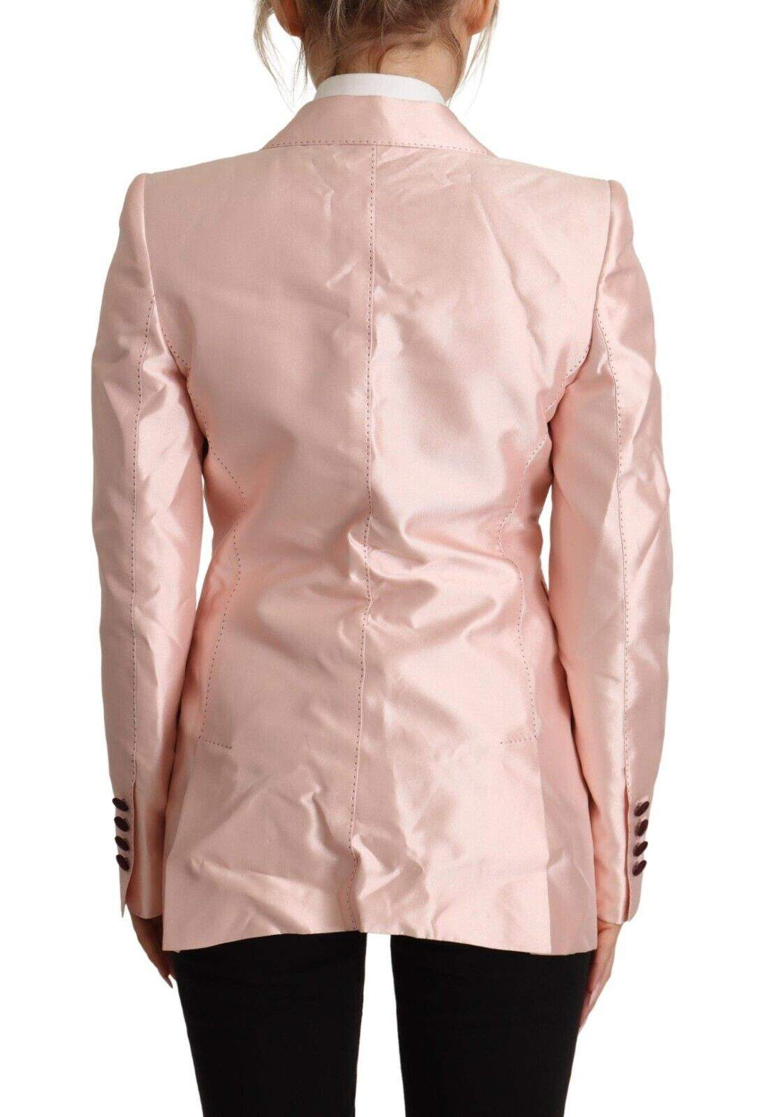 Dolce & Gabbana Pink Satin Long Sleeves Blazer Coat Jacket Dolce & Gabbana, feed-1, IT36 | XS, Jackets & Coats - Women - Clothing, Pink at SEYMAYKA