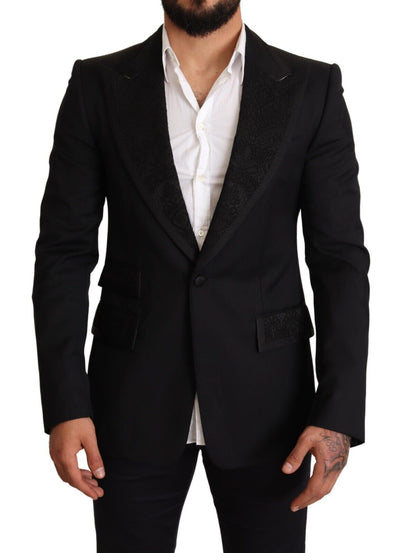 Dolce & Gabbana Black Slim Fit One Button Blazer Jacket