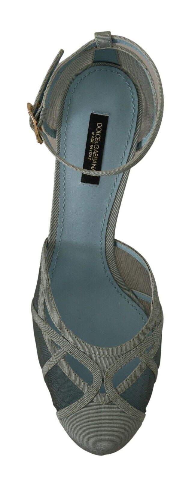 Dolce & Gabbana Blue Mesh Ankle Strap Heels Sandals Shoes Blue, Dolce & Gabbana, EU39/US8.5, feed-1, Sandals - Women - Shoes at SEYMAYKA