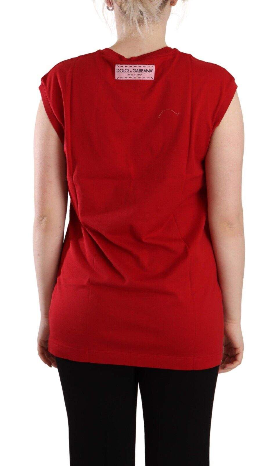 Dolce & Gabbana Red Cotton Sleeveless Crewneck T-shirt Tank Top Dolce & Gabbana, feed-1, IT38|XS, Red, Tops & T-Shirts - Women - Clothing at SEYMAYKA