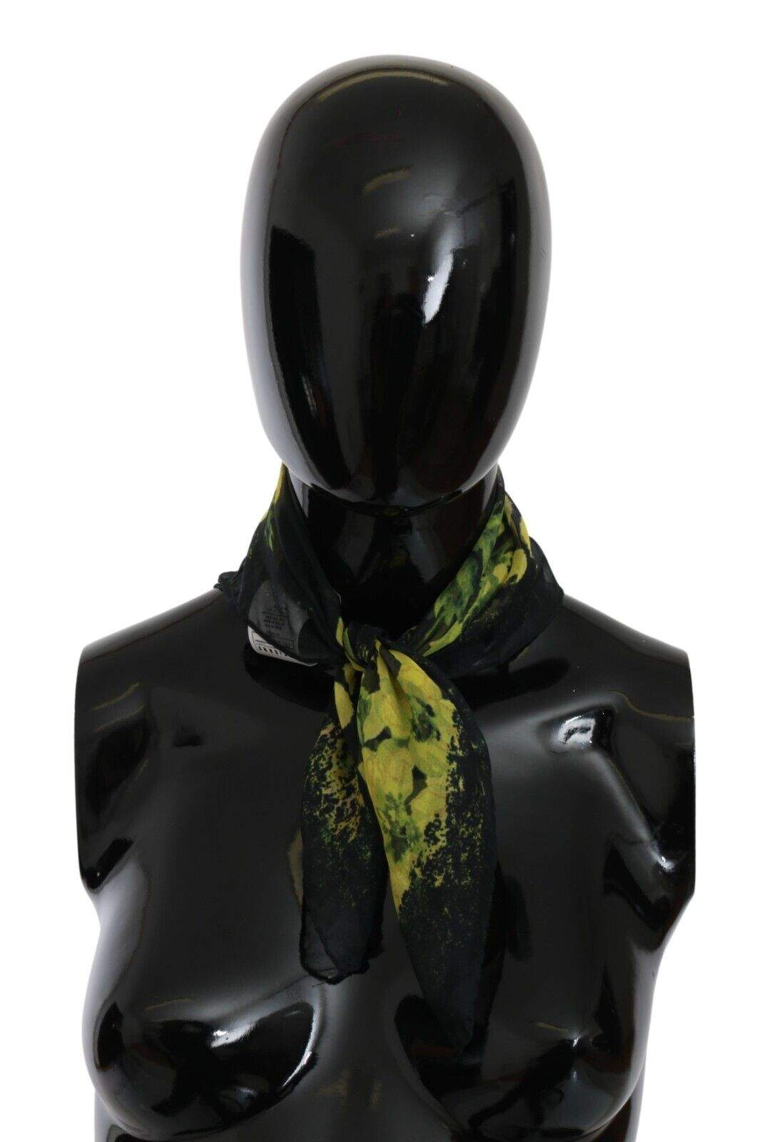 GF Ferre Black Yellow Floral Wrap Shawl Foulard Scarf Black, feed-1, GF Ferre, Scarves - Women - Accessories at SEYMAYKA