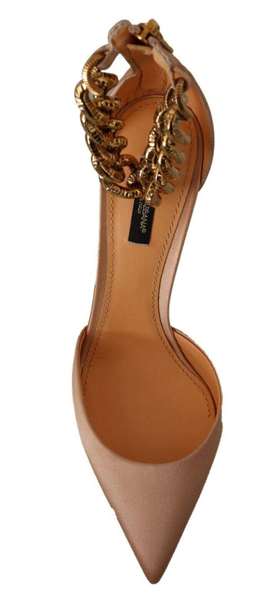 Dolce & Gabbana Beige Ankle Chain Strap High Heels Pumps Shoes Beige, Dolce & Gabbana, EU39/US8.5, feed-1, Pumps - Women - Shoes at SEYMAYKA