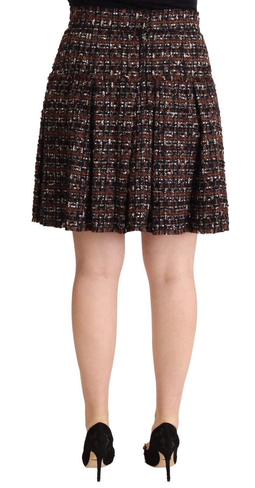 Dolce & Gabbana Brown High Waist Mini A-Line Pleated Skirt Brown, Dolce & Gabbana, feed-1, IT46|XL, Skirts - Women - Clothing at SEYMAYKA