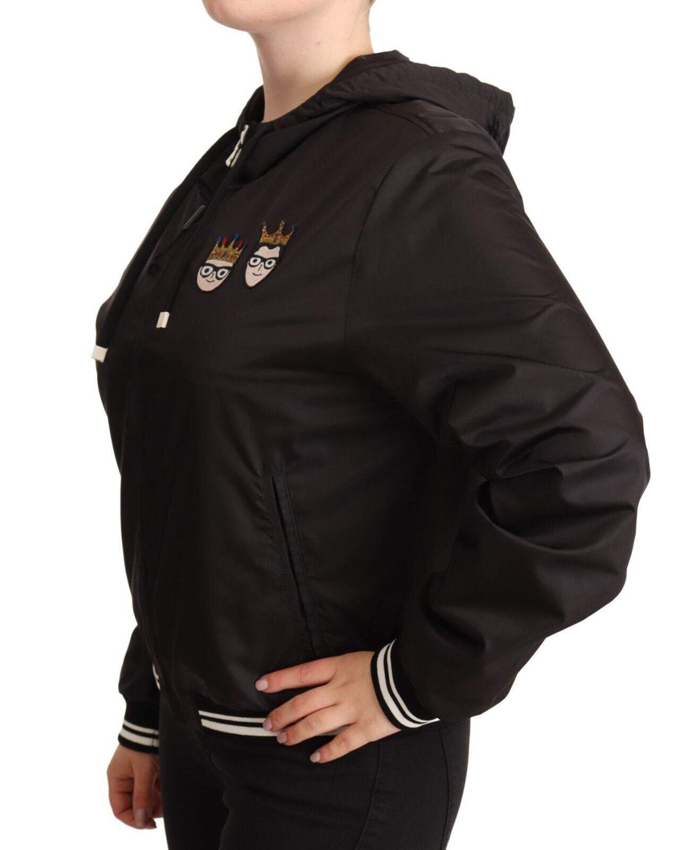 Dolce & Gabbana Black Polyester Hooded Bomber Full Zip Jacket Black, Dolce & Gabbana, feed-1, IT40|S, IT46|XL, Jackets & Coats - Women - Clothing at SEYMAYKA
