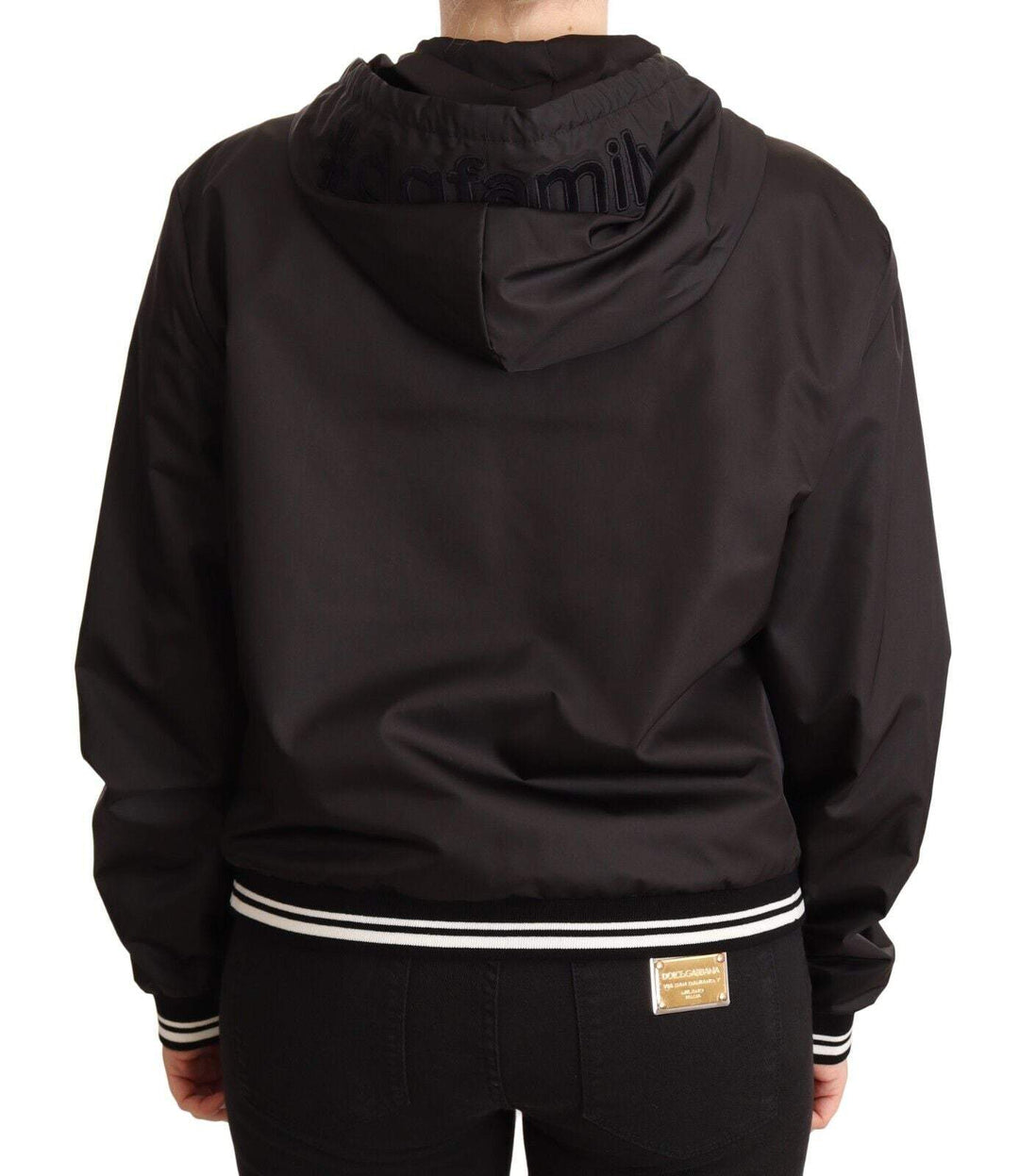Dolce & Gabbana Black Polyester Hooded Bomber Full Zip Jacket Black, Dolce & Gabbana, feed-1, IT40|S, IT46|XL, Jackets & Coats - Women - Clothing at SEYMAYKA