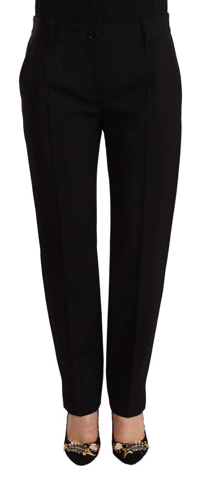 Dolce & Gabbana Black Mid Waist Skinny Trouser Wool Pants Black, Dolce & Gabbana, feed-1, IT40|S, Jeans & Pants - Women - Clothing at SEYMAYKA