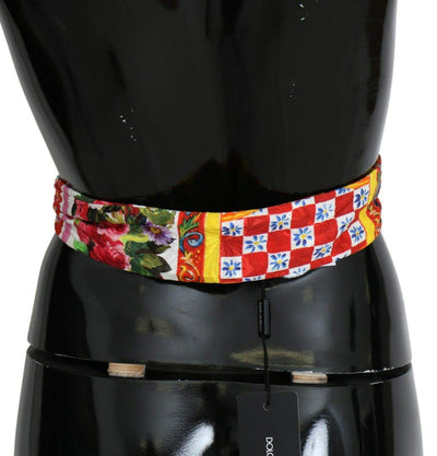 Dolce & Gabbana Multicolor Silk Cotton Carretto Rose Pattern Wrap Belt Belts - Women - Accessories, Dolce & Gabbana, feed-agegroup-adult, feed-color-Multicolor, feed-gender-female, IT44|L, Multicolor at SEYMAYKA