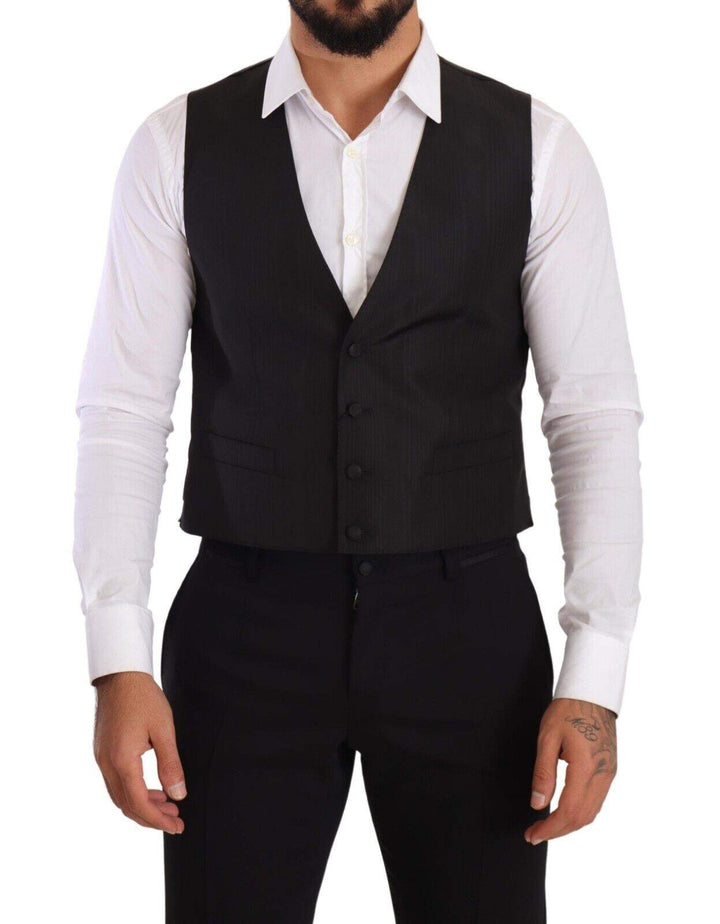Dolce & Gabbana Gray Silk Slim Fit Waistcoat Formal Vest #men, Dolce & Gabbana, feed-1, Gray, IT48 | M, Vests - Men - Clothing at SEYMAYKA