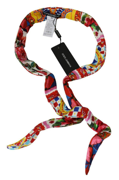 Dolce & Gabbana Multicolor Silk Cotton Carretto Rose Pattern Wrap Belt Belts - Women - Accessories, Dolce & Gabbana, feed-agegroup-adult, feed-color-Multicolor, feed-gender-female, IT44|L, Multicolor at SEYMAYKA