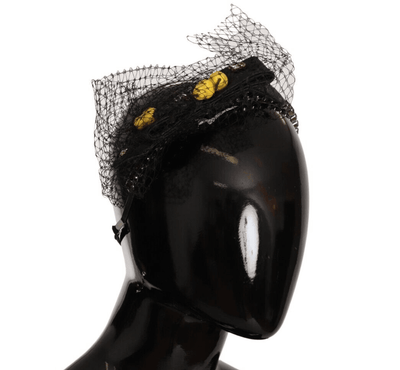 Dolce & Gabbana Silver Tiara Crystals Fruits Black Mesh Diadem Headband Black, Dolce & Gabbana, feed-1, Headbands - Women - Accessories at SEYMAYKA
