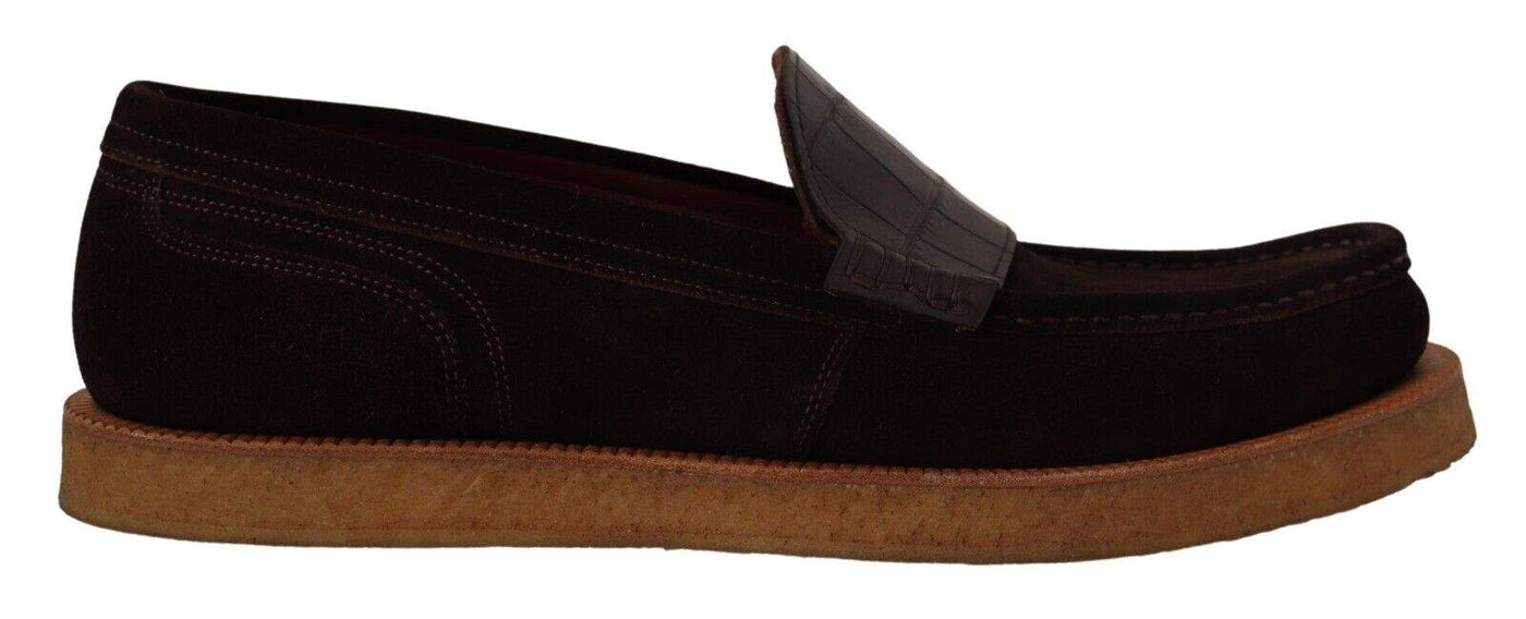 Dolce & Gabbana Brown Suede Leather Slip On Flats Moccasin Shoes #men, Brown, Casual - Men - Shoes, Dolce & Gabbana, EU44/US11, feed-1 at SEYMAYKA