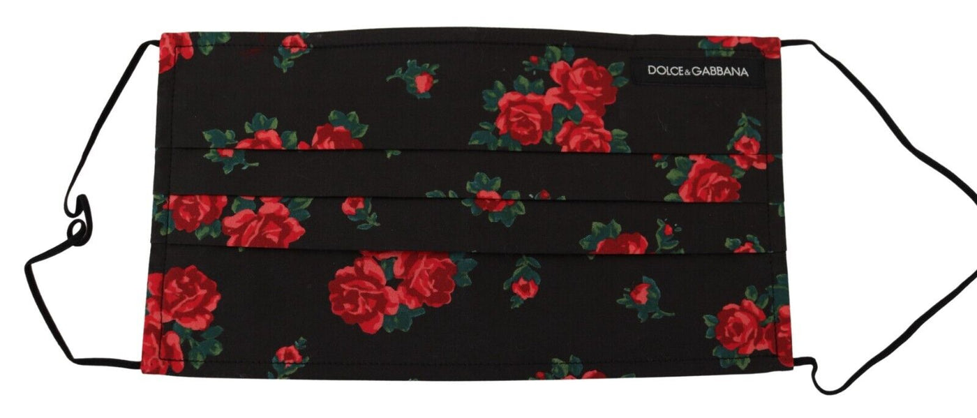 Dolce & Gabbana Black Floral Pleated Elastic Ear Strap One Size Face Mask