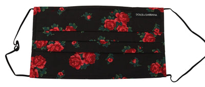 Dolce & Gabbana Black Floral Pleated Elastic Ear Strap One Size Face Mask