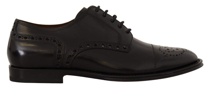 Dolce & Gabbana Black Leather Wingtip  Formal Derby Shoes #men, Black, Dolce & Gabbana, EU39/US6, feed-1, Formal - Men - Shoes at SEYMAYKA