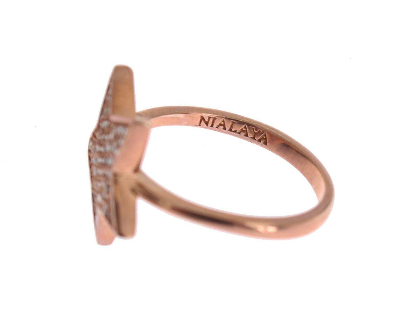 Nialaya Womens Clear CZ Star 925 Silver Ring #women, Accessories - New Arrivals, EU50 | US5, EU52 | US6, EU54 | US7, EU56 | US8, feed-agegroup-adult, feed-color-gold, feed-gender-female, Gold, Nialaya, Rings - Women - Jewelry at SEYMAYKA