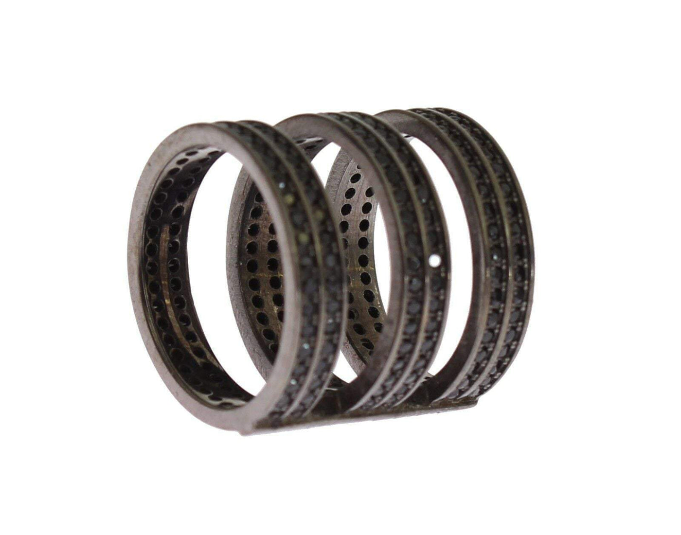 Nialaya Black CZ Rhodium 925 Silver Ring Black, EU50 | US5, feed-agegroup-adult, feed-color-Black, feed-gender-female, Nialaya, Rings - Women - Jewelry at SEYMAYKA
