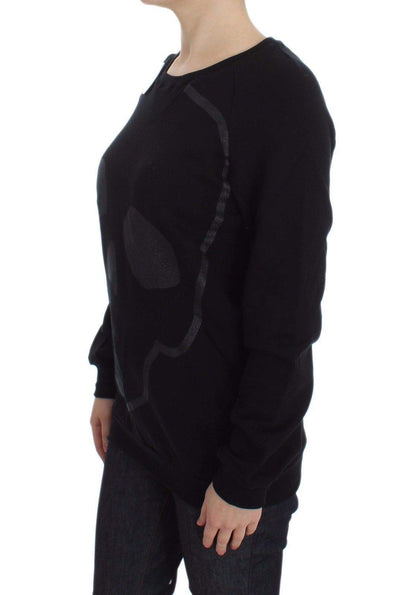 Exte Black Cotton Motive Print Crewneck Pullover Sweater #women, Black, Exte, feed-agegroup-adult, feed-color-black, feed-gender-female, IT40|S, IT44|L, Sweaters - Women - Clothing, Women - New Arrivals at SEYMAYKA