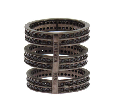 Nialaya Black CZ Rhodium 925 Silver Ring Black, EU50 | US5, feed-agegroup-adult, feed-color-Black, feed-gender-female, Nialaya, Rings - Women - Jewelry at SEYMAYKA