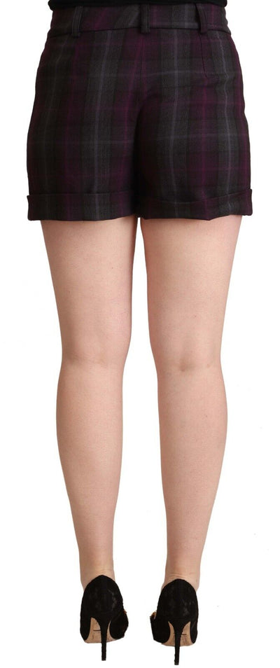 BENCIVENGA Multicolor Checkered Mid Waist Folded Hem Shorts
