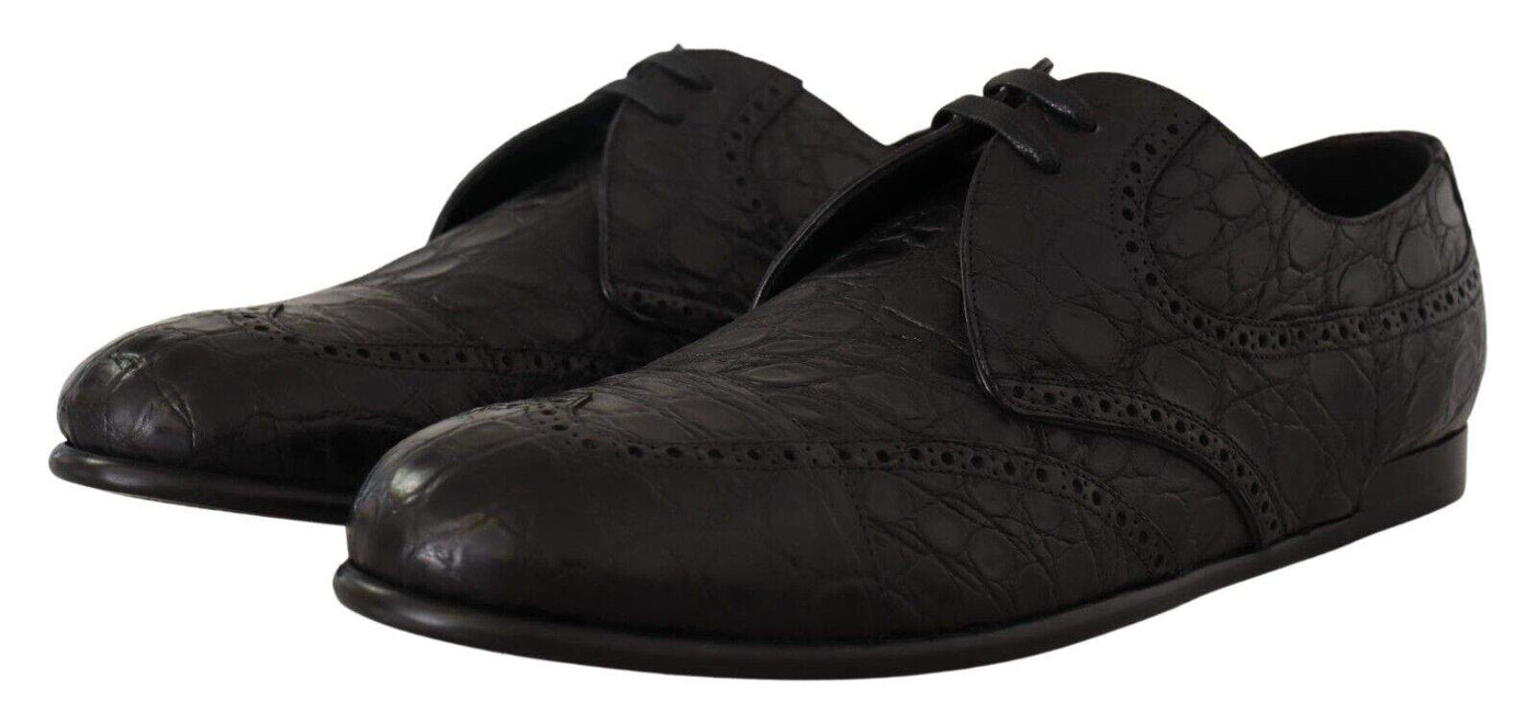Dolce & Gabbana Black Caiman Leather  Derby Shoes #men, Black, Dolce & Gabbana, EU44/US11, feed-1, Formal - Men - Shoes at SEYMAYKA
