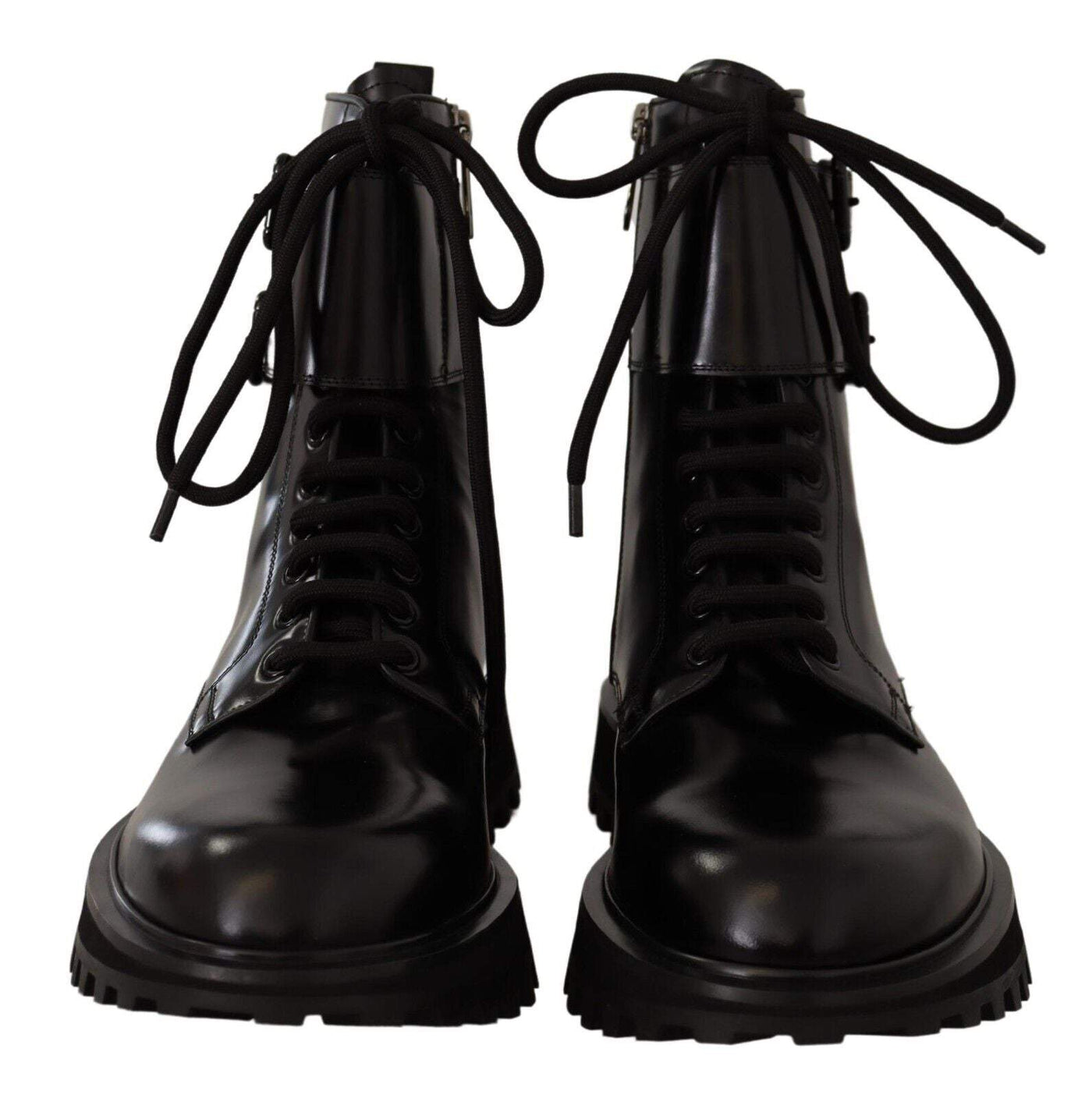 Dolce & Gabbana Black Leather Combat Lace Up  Boots Shoes #men, Black, Boots - Men - Shoes, Dolce & Gabbana, EU40/US7, EU42/US9, feed-1 at SEYMAYKA