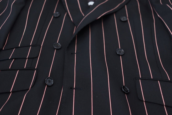 Dolce & Gabbana Black Stripes Viscose Double Breasted Blazer