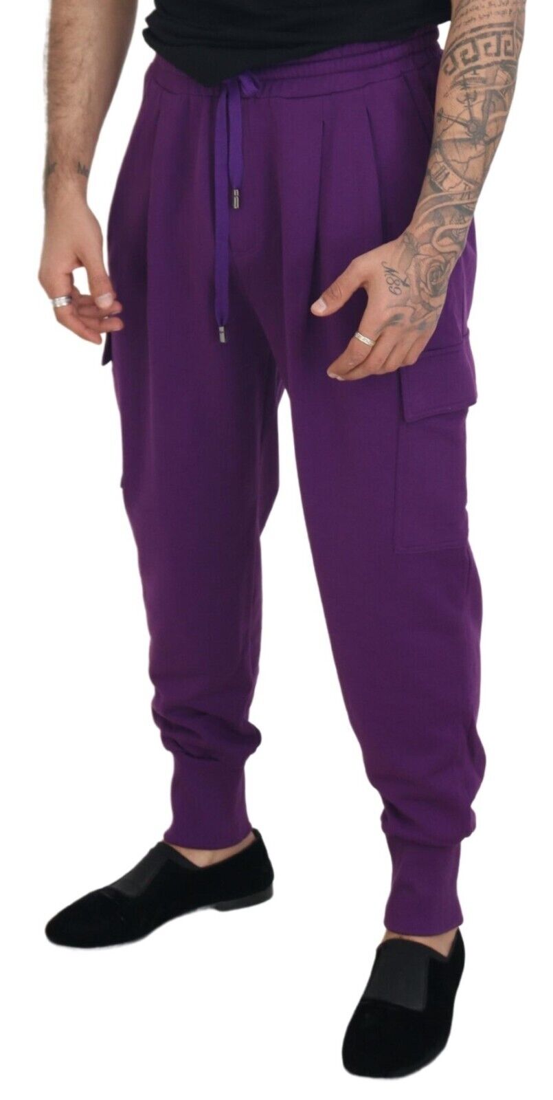 Dolce & Gabbana Purple Cotton Cargo Sweatpants Jogging Pants