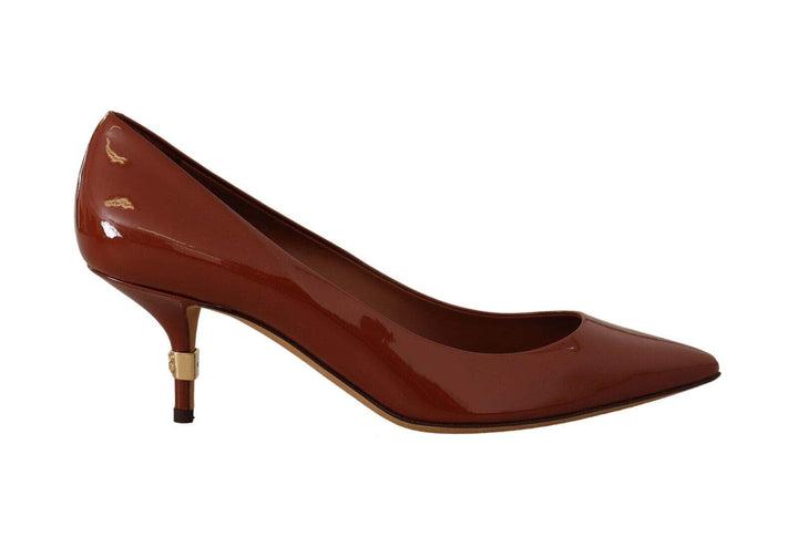 Dolce & Gabbana Brown Kitten Heels Pumps Patent Leather Brown, Dolce & Gabbana, EU39/US8.5, feed-1, Pumps - Women - Shoes at SEYMAYKA
