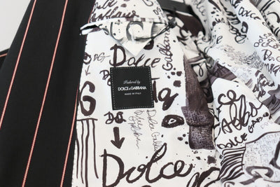 Dolce & Gabbana Black Stripes Viscose Double Breasted Blazer
