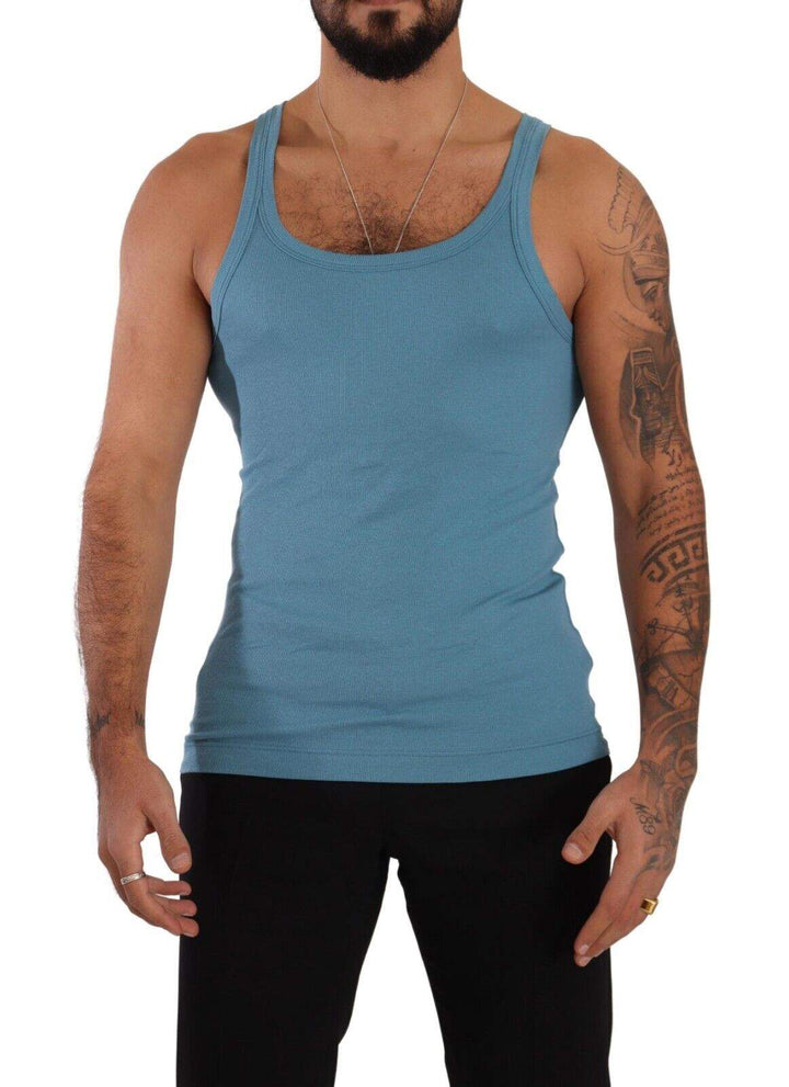 Dolce & Gabbana Blue Cotton Round Neck T-shirt Tank Underwear #men, Blue, Dolce & Gabbana, feed-1, IT4 | S, Underwear - Men - Clothing at SEYMAYKA