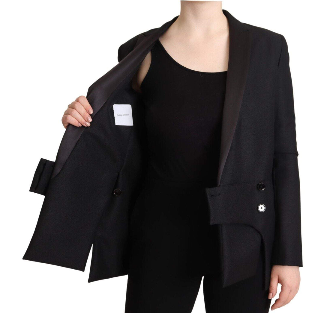 Costume National Black Long Sleeves Double Breasted Jacket Black, Costume National, feed-1, IT40|S, Jackets & Coats - Women - Clothing at SEYMAYKA