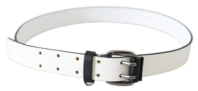 Costume National White Genuine Leather Silver Buckle Waist Belt 90 cm / 36 Inches, Belts - Women - Accessories, Costume National, feed-agegroup-adult, feed-color-White, feed-gender-female, White at SEYMAYKA