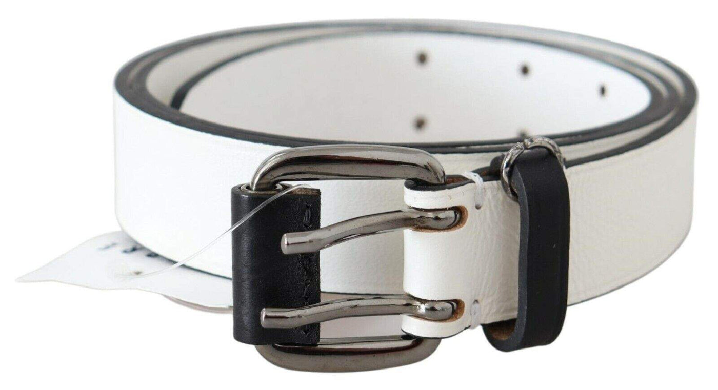 Costume National White Genuine Leather Silver Buckle Waist Belt 90 cm / 36 Inches, Belts - Women - Accessories, Costume National, feed-agegroup-adult, feed-color-White, feed-gender-female, White at SEYMAYKA