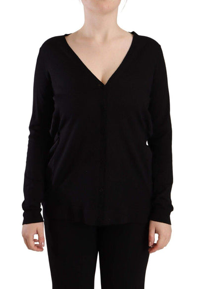 Dolce & Gabbana Black Wool V-neck Long Sleeves Pullover Top Black, Dolce & Gabbana, feed-1, IT42|M, Tops & T-Shirts - Women - Clothing at SEYMAYKA