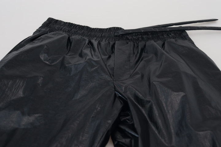 Dolce & Gabbana Black Shining Drawstring Trouser Nylon Pants