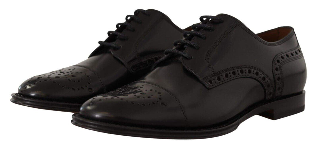 Dolce & Gabbana Black Leather Wingtip  Formal Derby Shoes #men, Black, Dolce & Gabbana, EU39/US6, feed-1, Formal - Men - Shoes at SEYMAYKA