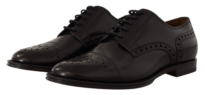 Dolce & Gabbana Black Leather Wingtip  Formal Derby Shoes #men, Black, Dolce & Gabbana, EU39/US6, feed-1, Formal - Men - Shoes at SEYMAYKA