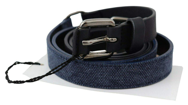 Costume National Black Blue Leather Silver Logo Belt 85 cm / 34 Inches, Belts - Women - Accessories, Black, Costume National, feed-agegroup-adult, feed-color-Black, feed-gender-female at SEYMAYKA