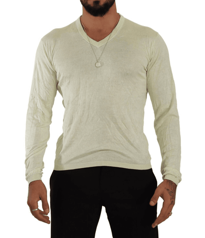 Doico Tagliente Yellow V-neck Long Sleeves Pullover Sweater #men, Domenico Tagliente, feed-1, IT48 | M, Sweaters - Men - Clothing, Yellow at SEYMAYKA